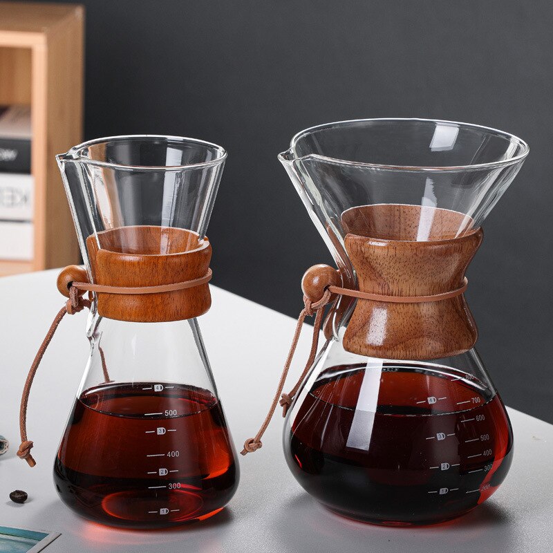 Cafetière filtre avec manchon en bois véritable