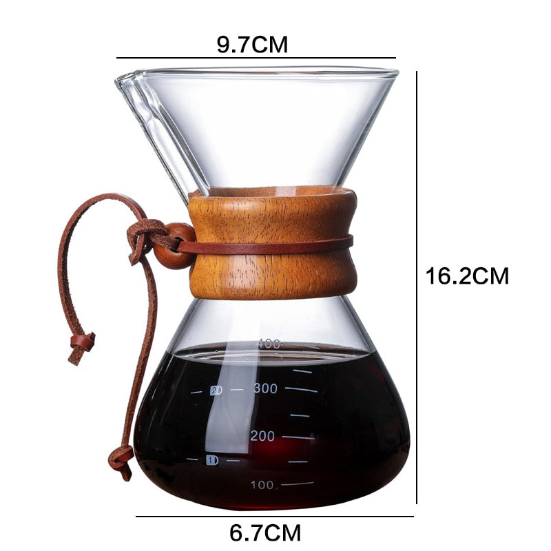 Cafetière filtre avec manchon en bois véritable