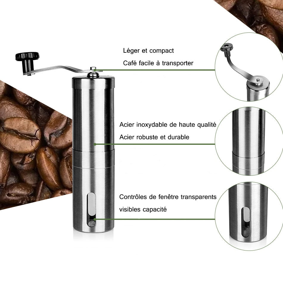 Manuelle Mini-Kaffeemühle aus Edelstahl