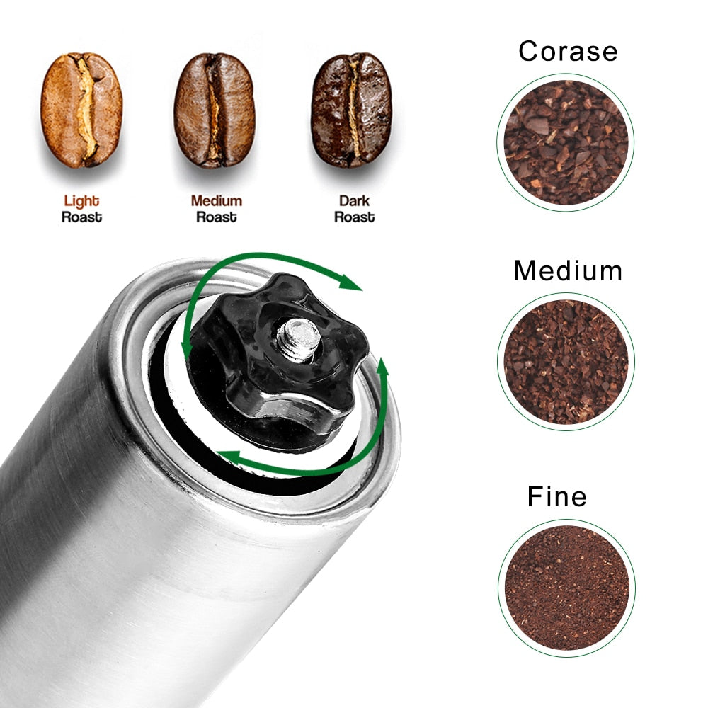 Manuelle Mini-Kaffeemühle aus Edelstahl